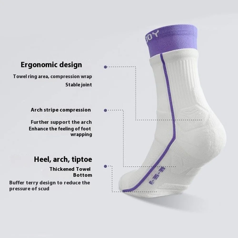 GOLOVEJOY DWZ16 1 Pair Size 35-39 Women Middle Tube Seamless Sports Socks for Running Cycling Fitness Tennis Badminton - Pink - 7