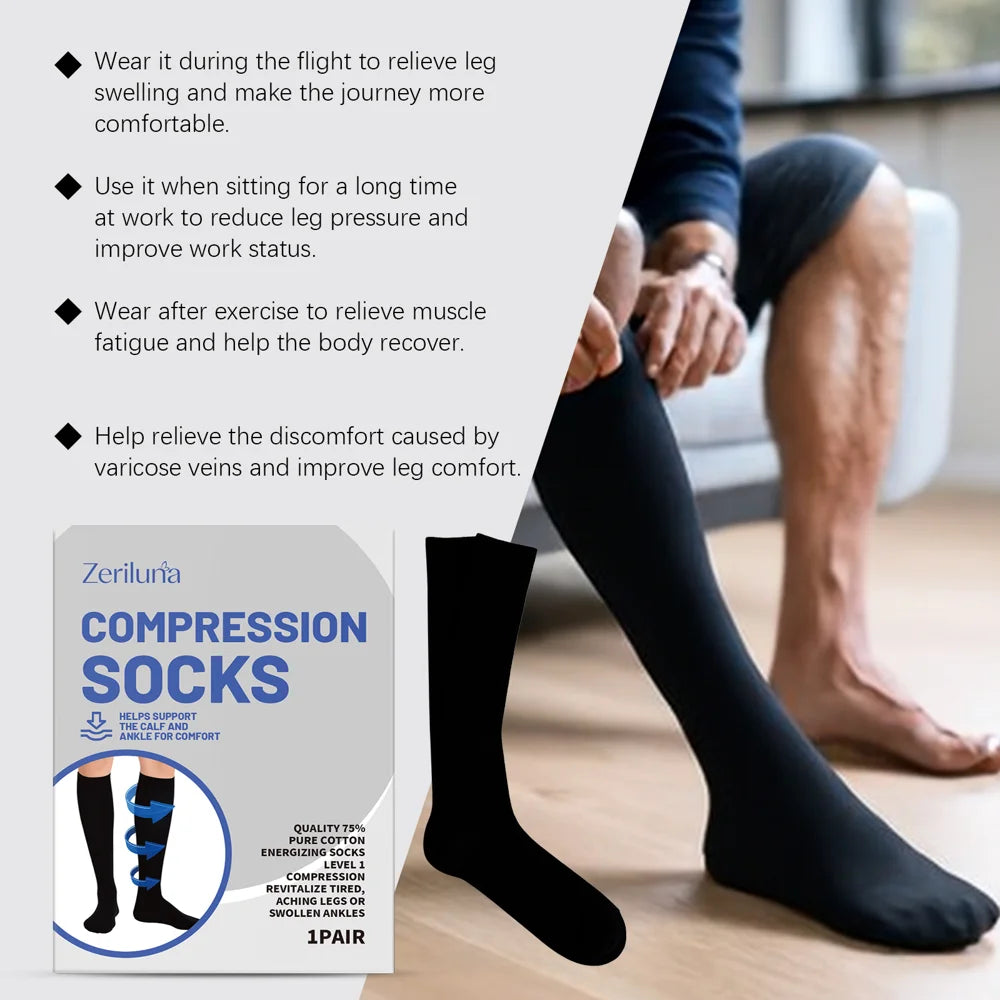 ZERILUNA 1 Pair Compression Socks for Foot Care Ankle Support Comfortable Sports Varicose Vein Relief - 6