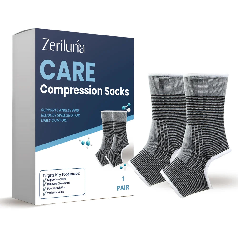 ZERILUNA 1 Pair Foot Care Compression Socks Breathable Ankle Support Promote Circulation Reduce Swelling Varicose Veins - 1