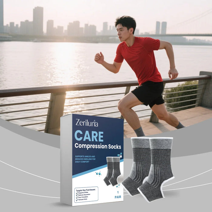 ZERILUNA 1 Pair Foot Care Compression Socks Breathable Ankle Support Promote Circulation Reduce Swelling Varicose Veins - 2
