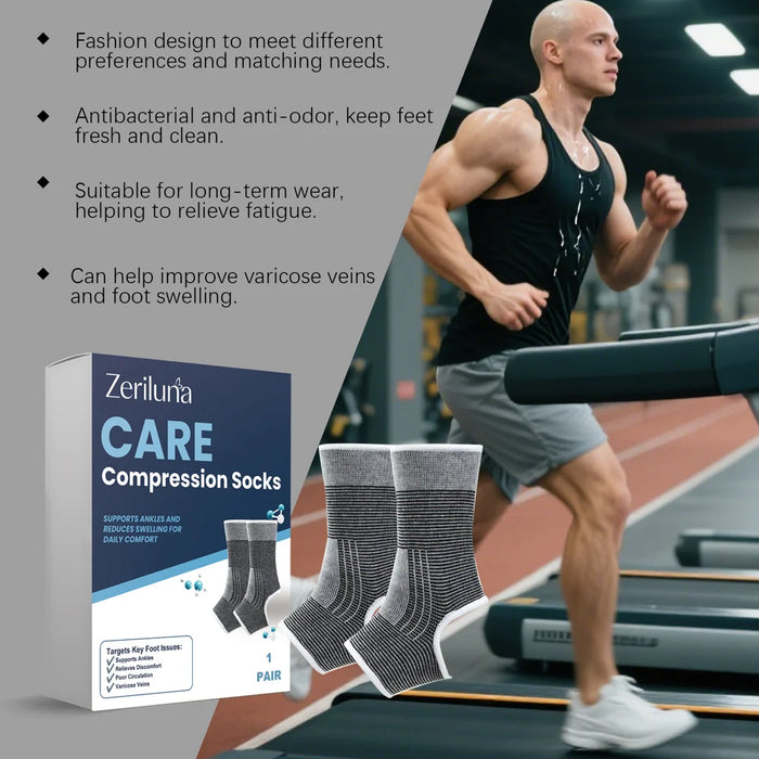 ZERILUNA 1 Pair Foot Care Compression Socks Breathable Ankle Support Promote Circulation Reduce Swelling Varicose Veins - 3