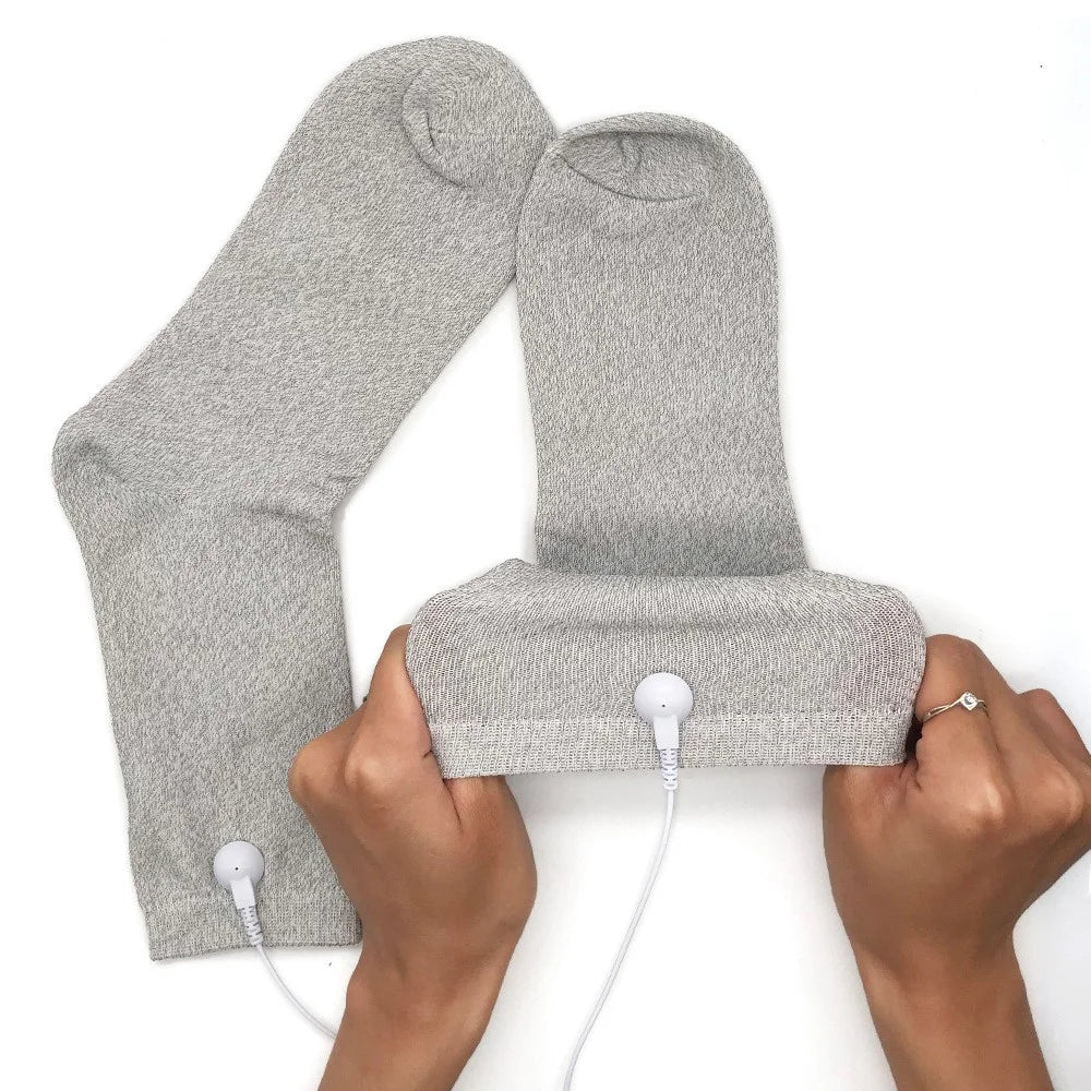 MH-Y094 1 Pair Solid Color Silver Fiber Conductive Long Socks Electrode Socks for DDS Physiotherapy Device - 1
