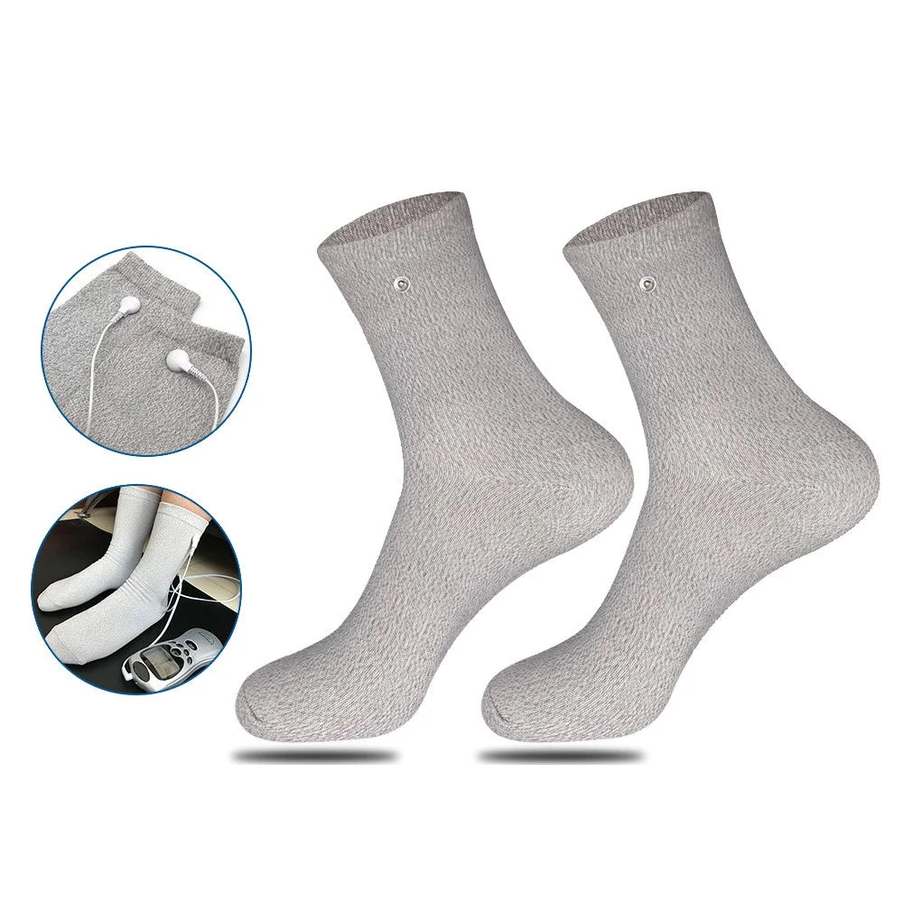MH-Y094 1 Pair Solid Color Silver Fiber Conductive Long Socks Electrode Socks for DDS Physiotherapy Device - 3