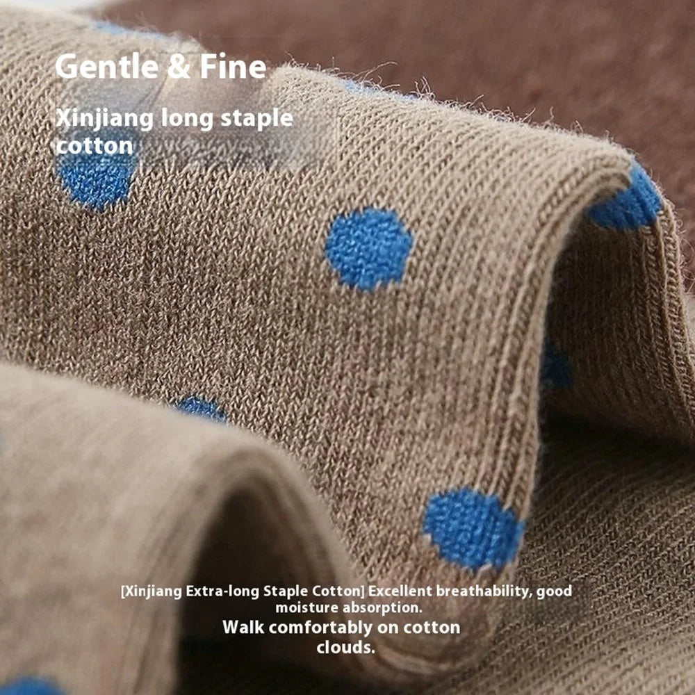 3 Pairs Fashion Cotton Socks Breathable Moisture Wicking Elastic Mid Calf Socks for Women - R9105 - 7