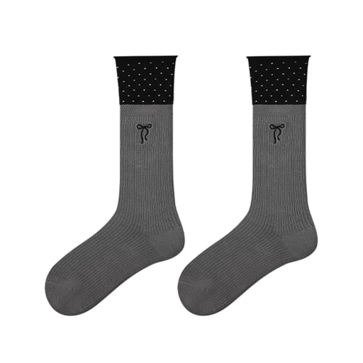 1 Pair Breathable Mid Calf Socks for Women Fashion Elastic Moisture Wicking Cotton Socks - R9175 - 1