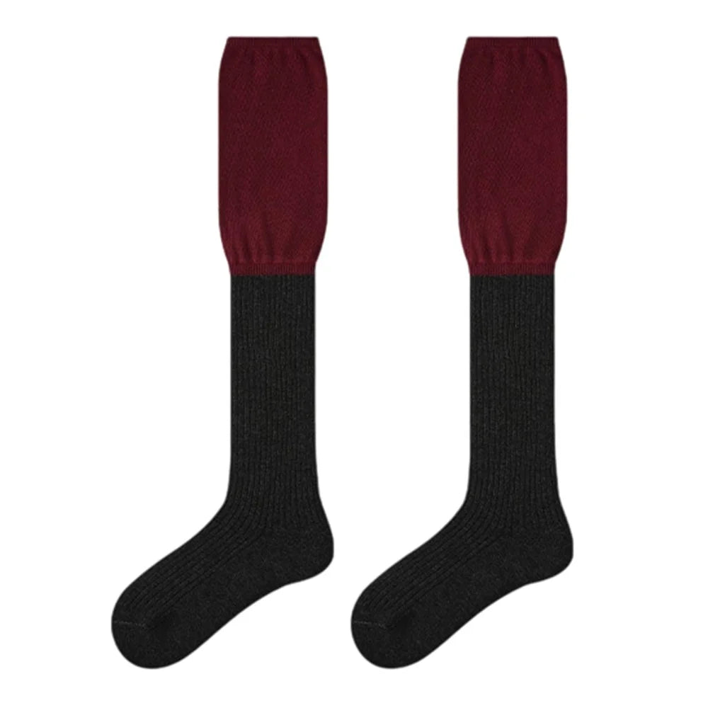 1 Pair Breathable Cotton Socks Fashion Women Elastic Cuff Moisture Wicking Seamless High Tube Socks - R9144 - 1