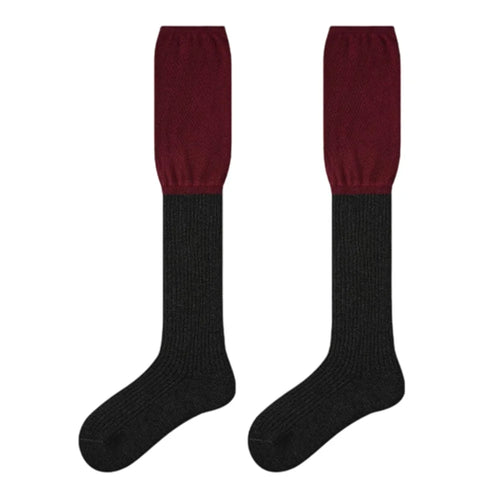 1 Pair Breathable Cotton Socks Fashion Women Elastic Cuff Moisture Wicking Seamless High Tube Socks - R9144 - 1