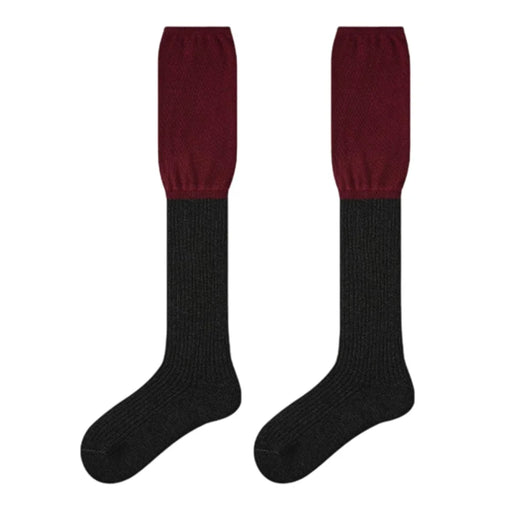 1 Pair Breathable Cotton Socks Fashion Women Elastic Cuff Moisture Wicking Seamless High Tube Socks - R9144 - 1
