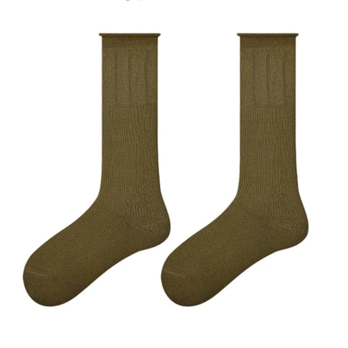 1 Pair For Women High Elasticity Seamless Mid Calf Socks One Size Breathable Moisture Wicking Cotton Socks - R9108 - 1