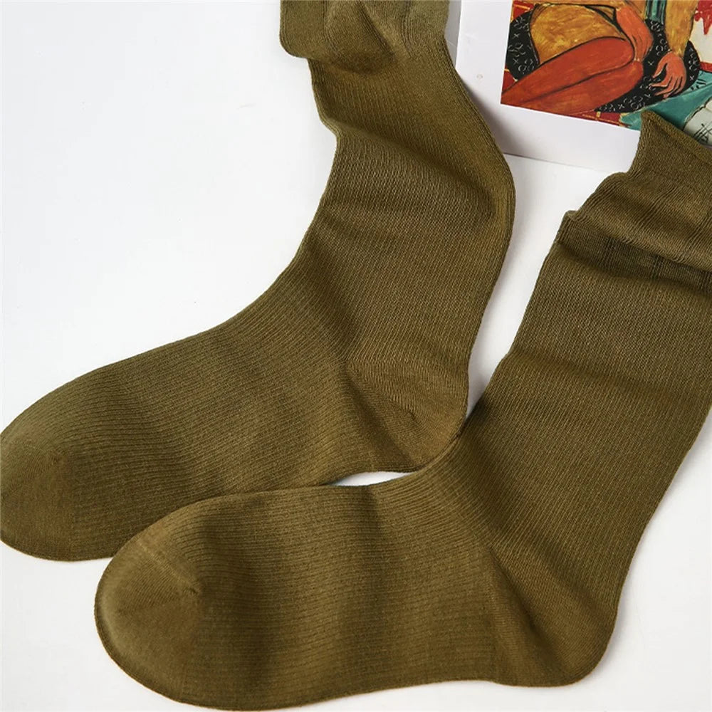 1 Pair For Women High Elasticity Seamless Mid Calf Socks One Size Breathable Moisture Wicking Cotton Socks - R9108 - 2