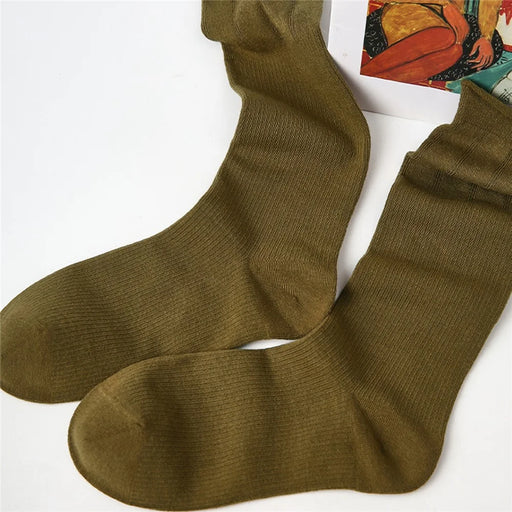 1 Pair For Women High Elasticity Seamless Mid Calf Socks One Size Breathable Moisture Wicking Cotton Socks - R9108 - 2