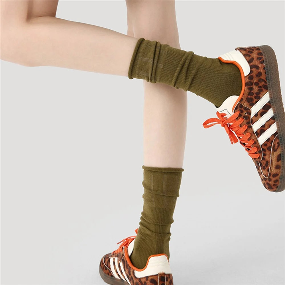 1 Pair For Women High Elasticity Seamless Mid Calf Socks One Size Breathable Moisture Wicking Cotton Socks - R9108 - 4
