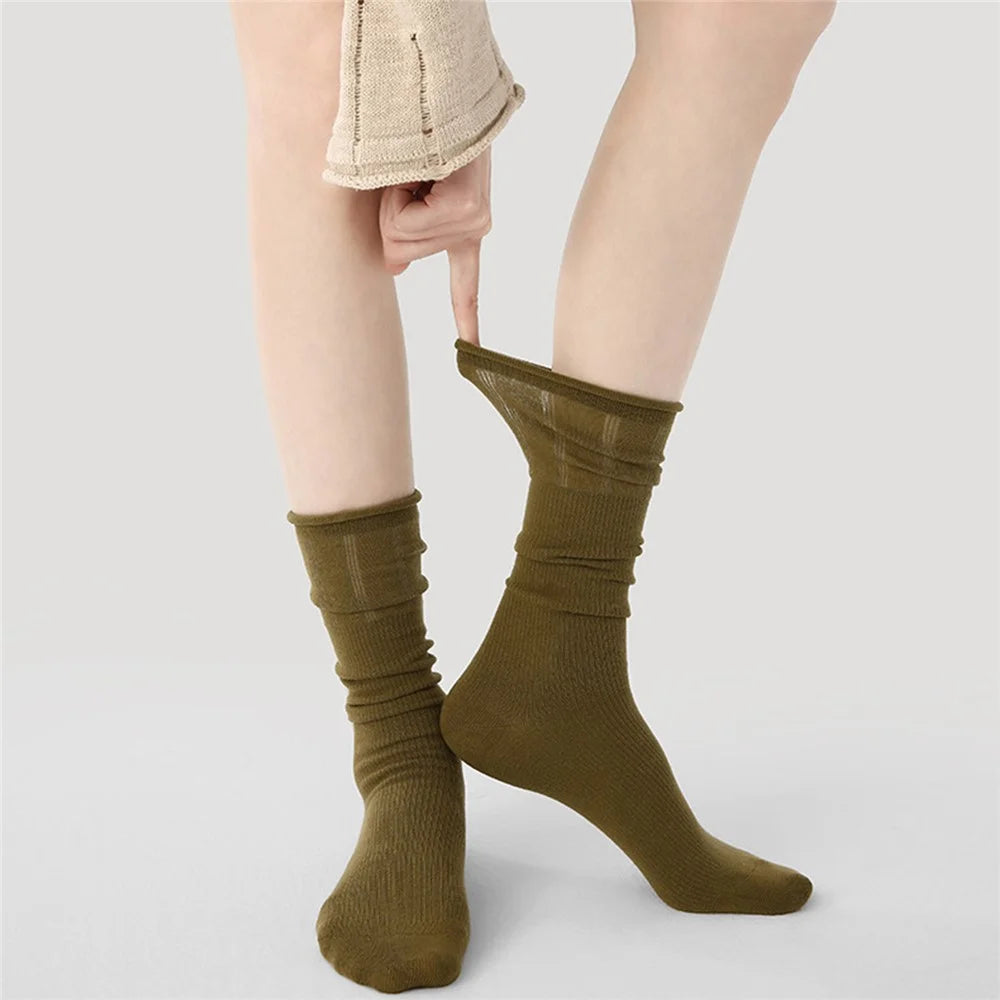 1 Pair For Women High Elasticity Seamless Mid Calf Socks One Size Breathable Moisture Wicking Cotton Socks - R9108 - 5