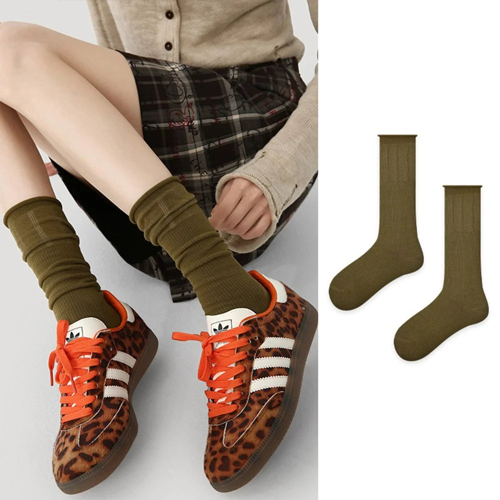 1 Pair For Women High Elasticity Seamless Mid Calf Socks One Size Breathable Moisture Wicking Cotton Socks - R9108 - 6