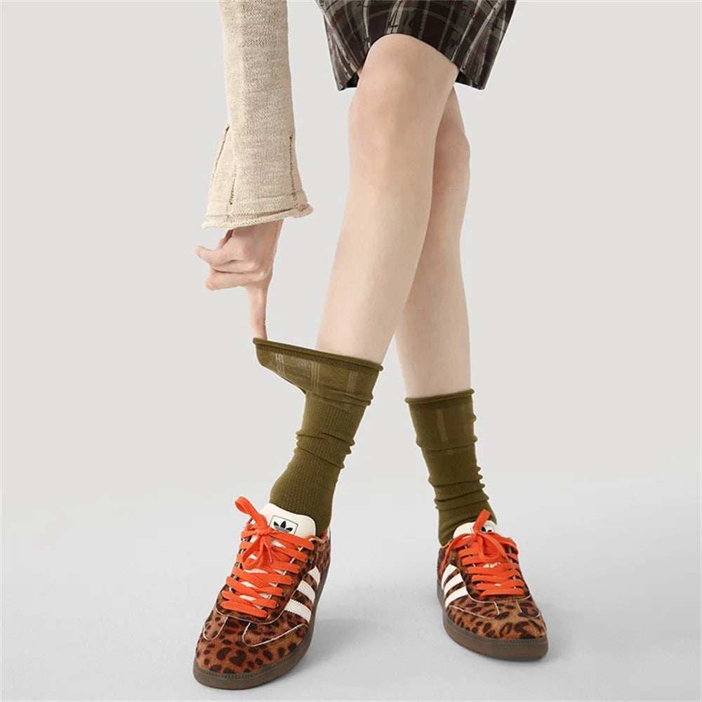 1 Pair For Women High Elasticity Seamless Mid Calf Socks One Size Breathable Moisture Wicking Cotton Socks - R9108 - 7