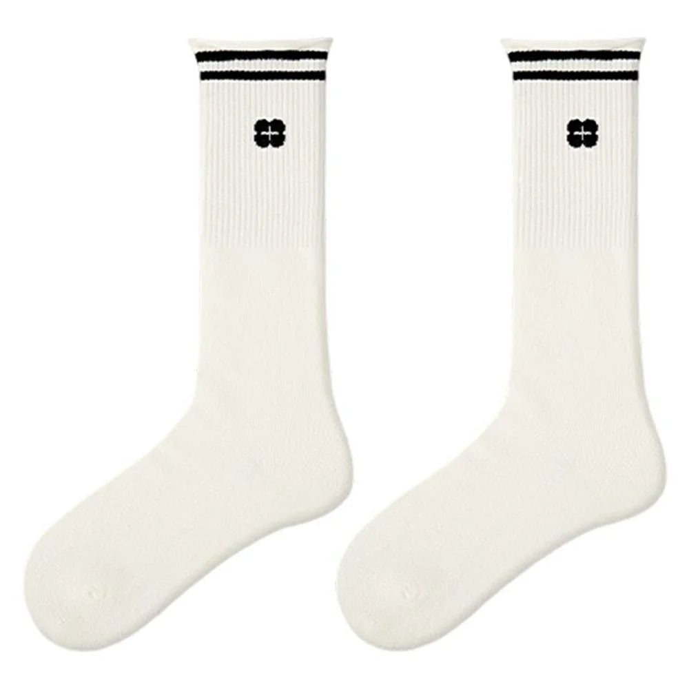 Outdoor Sports Striped Mid Calf Socks One Size Women Breathable Moisture Wicking Cotton Socks - R9158 - 1