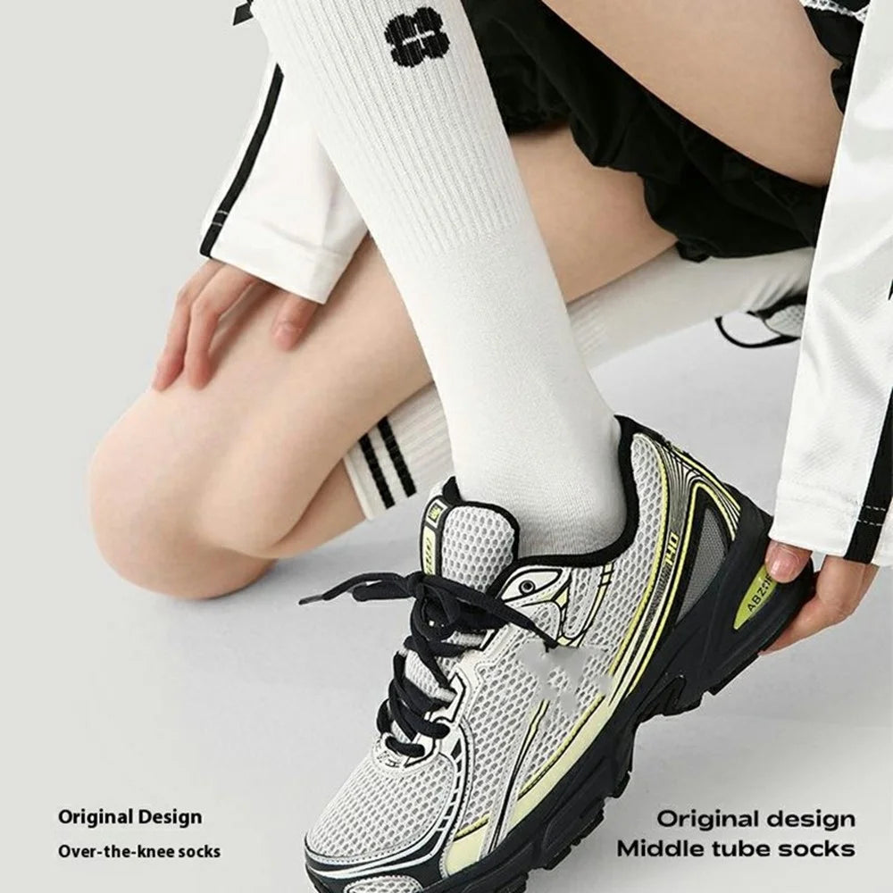 Outdoor Sports Striped Mid Calf Socks One Size Women Breathable Moisture Wicking Cotton Socks - R9158 - 2