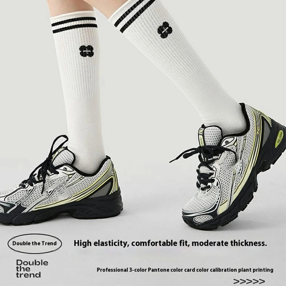 Outdoor Sports Striped Mid Calf Socks One Size Women Breathable Moisture Wicking Cotton Socks - R9158 - 5