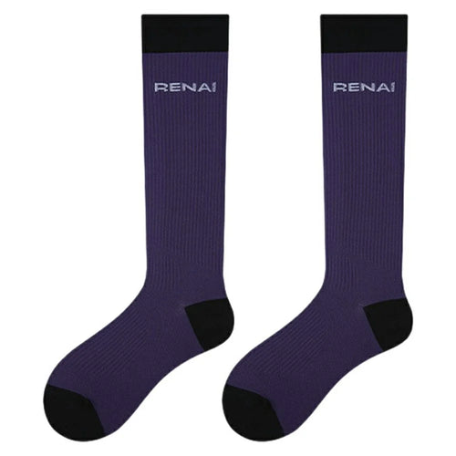 1 Pair Gradient Compression Women Athletic Socks for Running Hiking Cycling Breathable High Tube Socks - S0054 - 1