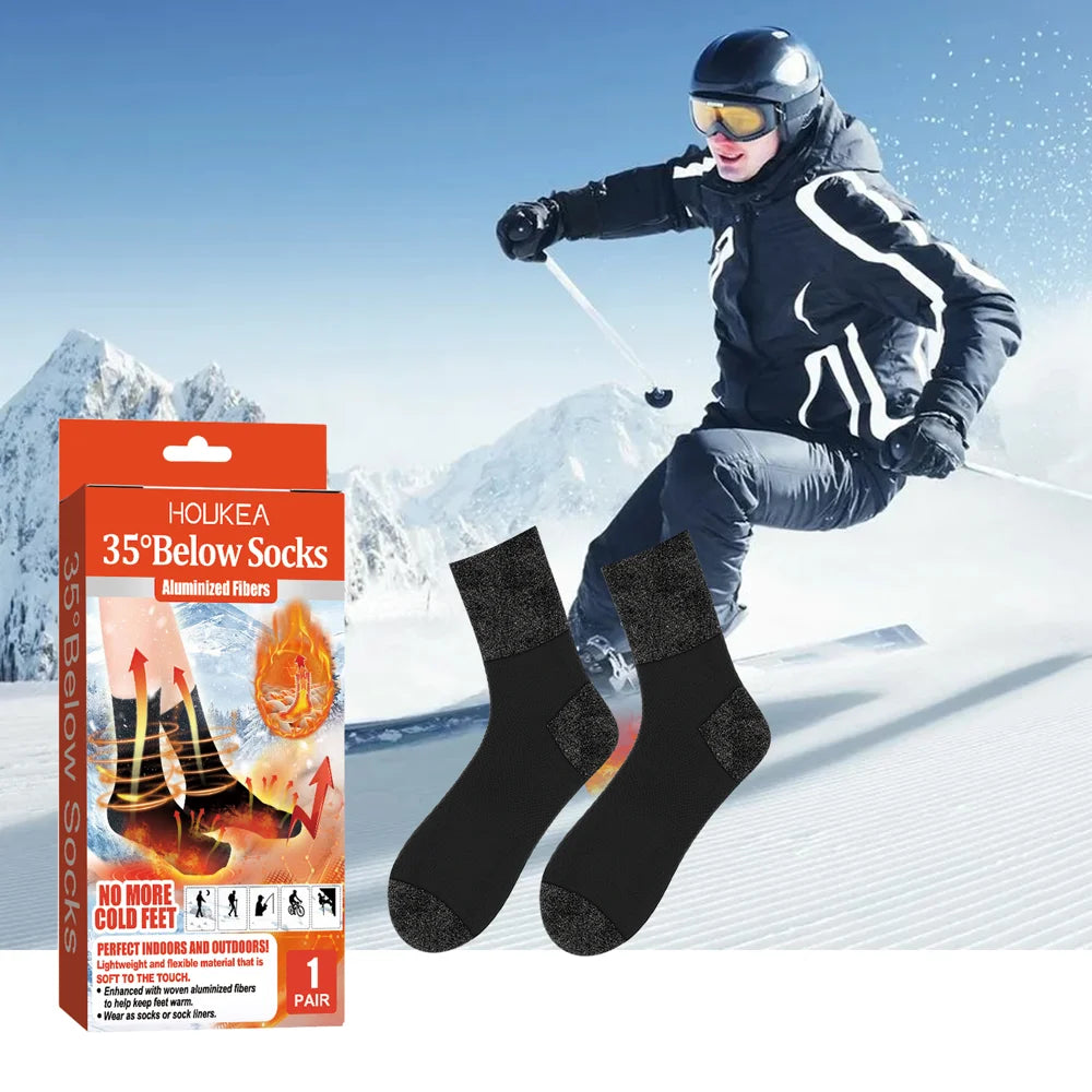 HOUKEA Aluminized Fiber Heating Socks for Outdoor Sports Winter Skiing Foot Care Socks - 1 Pair - 2