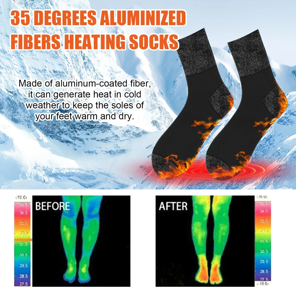 HOUKEA Aluminized Fiber Heating Socks for Outdoor Sports Winter Skiing Foot Care Socks - 1 Pair - 5