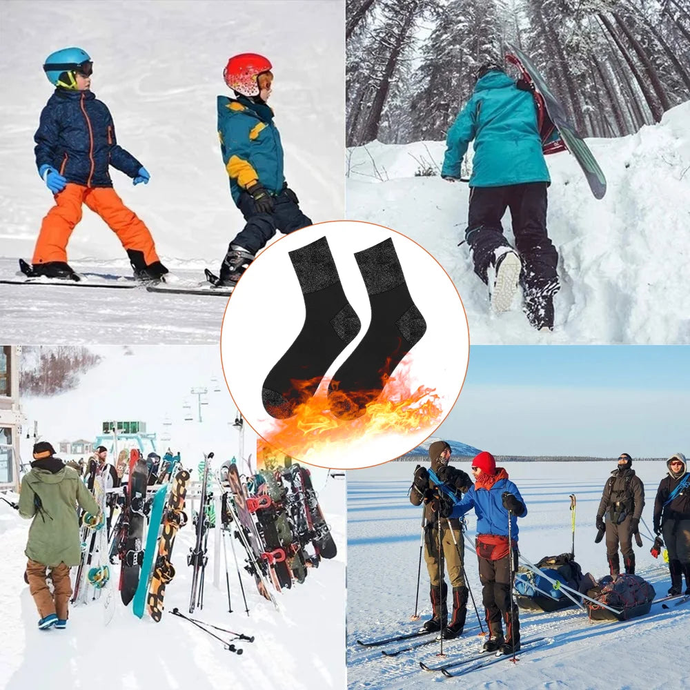 HOUKEA Aluminized Fiber Heating Socks for Outdoor Sports Winter Skiing Foot Care Socks - 1 Pair - 6