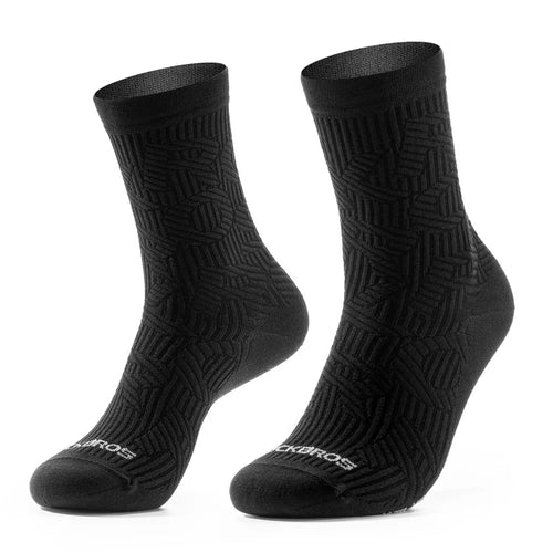 ROCKBROS 490108 Cycling Socks Breathable Antibacterial Mid-Calf Bike Socks for Men Women Road MTB Running - Black|S - 1