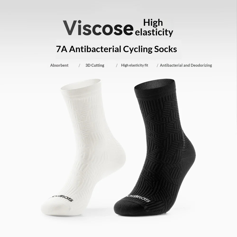 ROCKBROS 490108 Cycling Socks Breathable Antibacterial Mid-Calf Bike Socks for Men Women Road MTB Running - Black|S - 2