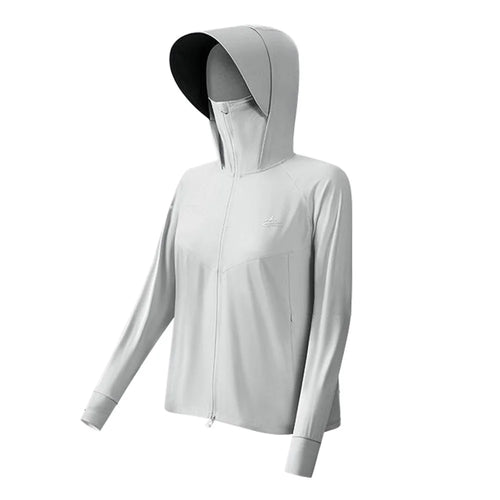 GOLOVEJOY FSY11 Lightweight Sun Protection Jacket Cooling Breathable Coat with Removable Hood Brim - Light Grey - 1