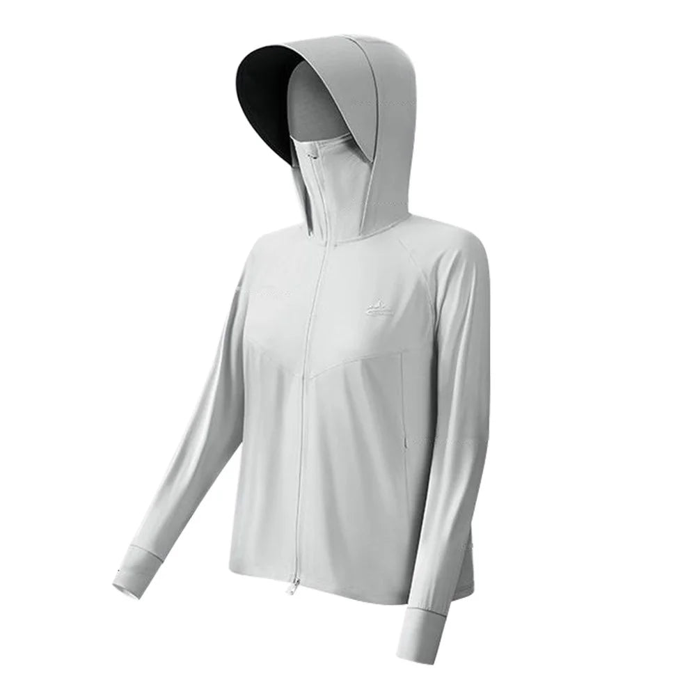 GOLOVEJOY FSY11 Lightweight Sun Protection Jacket Cooling Breathable Coat with Removable Hood Brim - Light Grey - 1