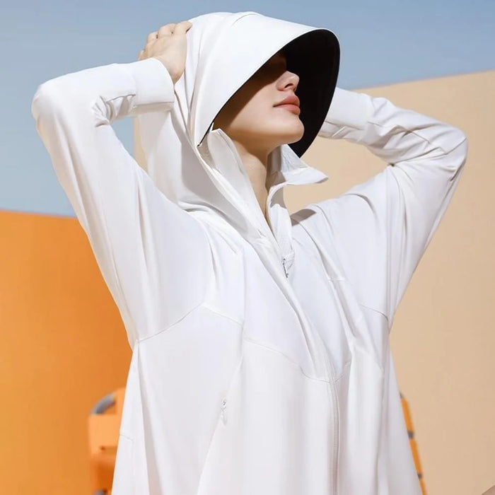 GOLOVEJOY FSY11 Lightweight Sun Protection Jacket Cooling Breathable Coat with Removable Hood Brim - Light Grey - 7