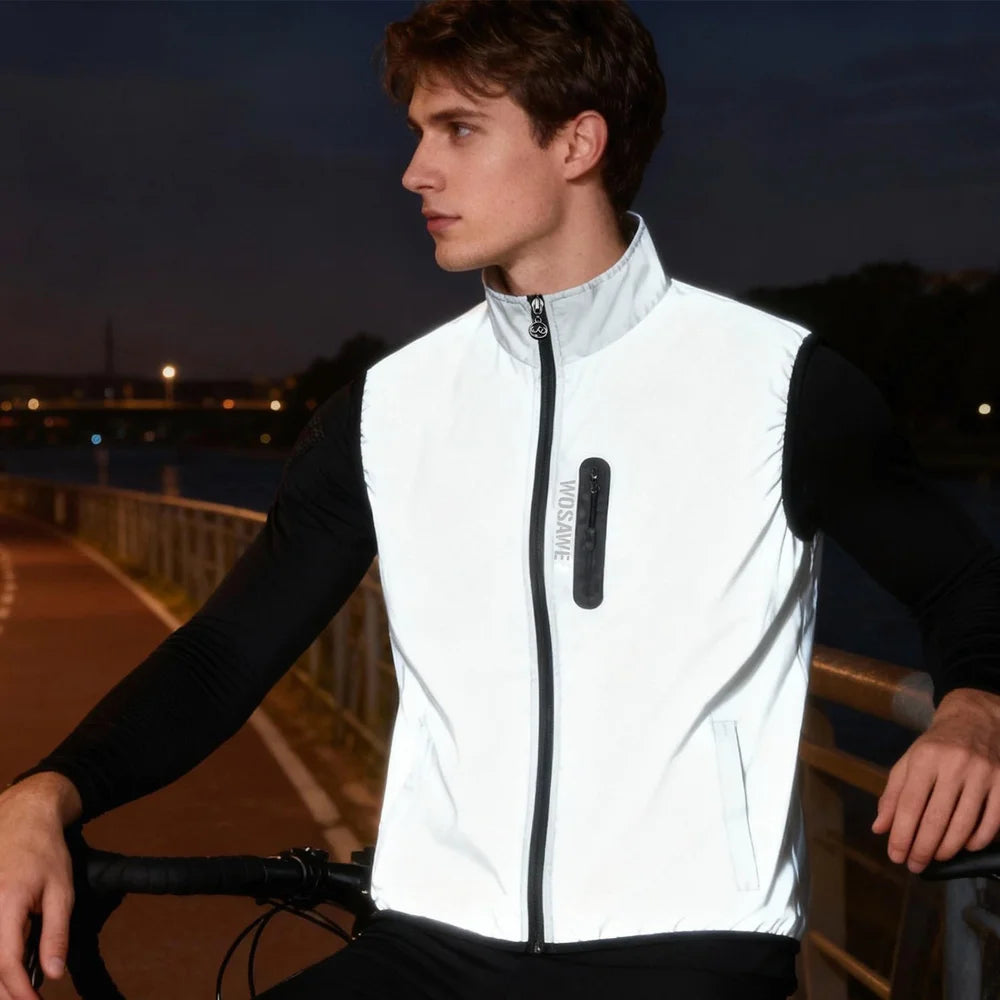 WOSAWE Reflective Cycling Vest Windproof Sleeveless Jacket for Men Women Road Bike Running - BL230 Asian M/European S - 2