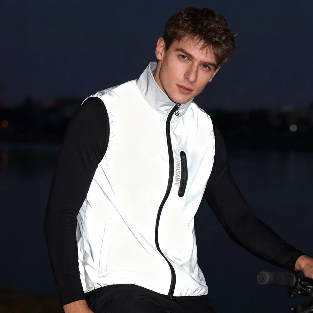 WOSAWE Reflective Cycling Vest Windproof Sleeveless Jacket for Men Women Road Bike Running - BL230 Asian M/European S - 3