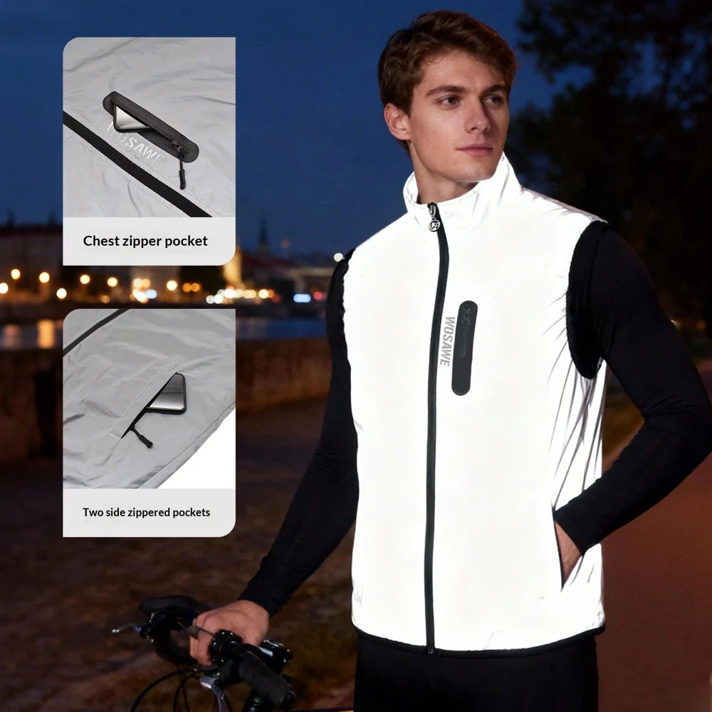 WOSAWE Reflective Cycling Vest Windproof Sleeveless Jacket for Men Women Road Bike Running - BL230 Asian M/European S - 4
