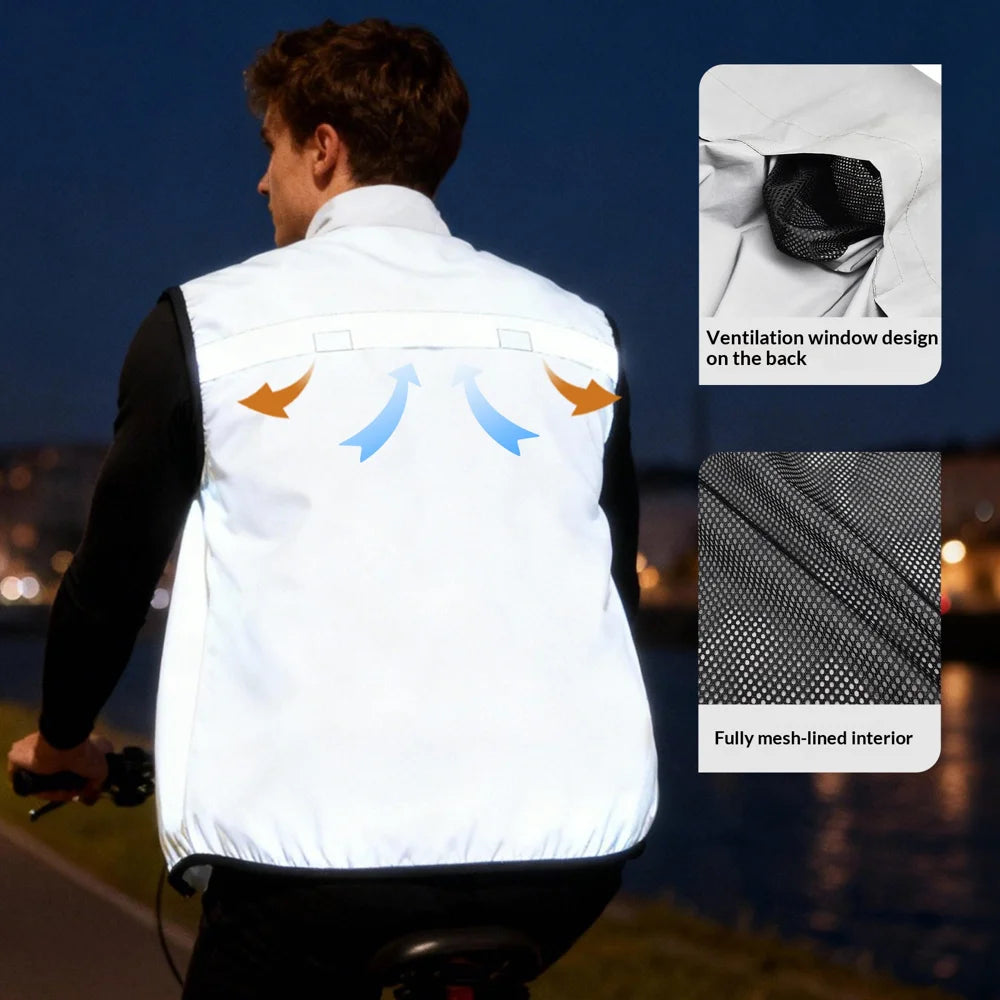 WOSAWE Reflective Cycling Vest Windproof Sleeveless Jacket for Men Women Road Bike Running - BL230 Asian M/European S - 5