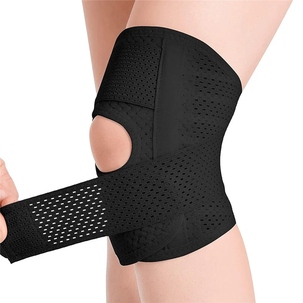 YF-JS020 1 Pair Sports Compression Knee Guard Running Basketball Slim Elastic Knee Brace - Black M - 1