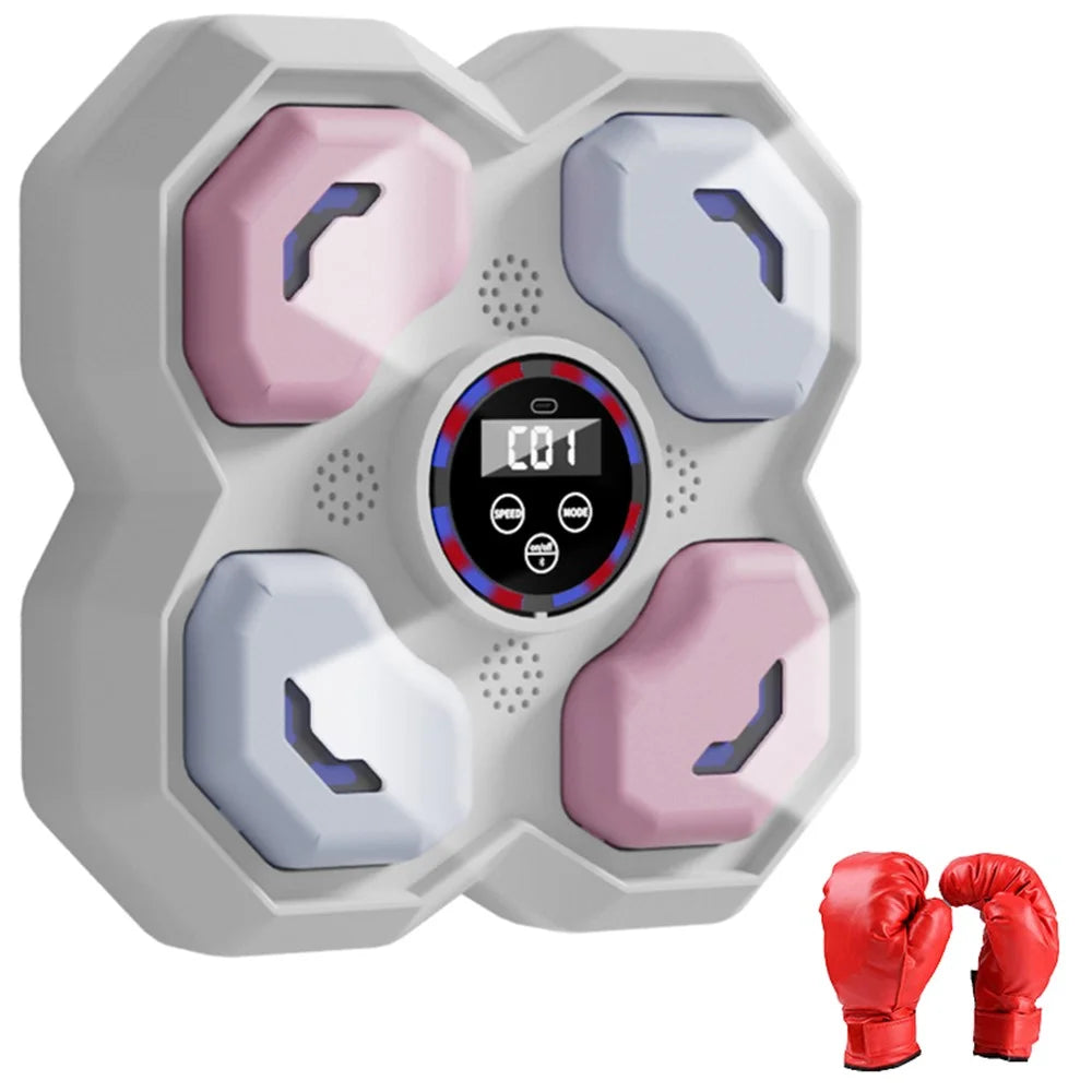 T-9612 9 Speed 5 Volume Children Smart Music Boxing Machine Reaction Training Wall Target, with Kid Gloves - White - 1