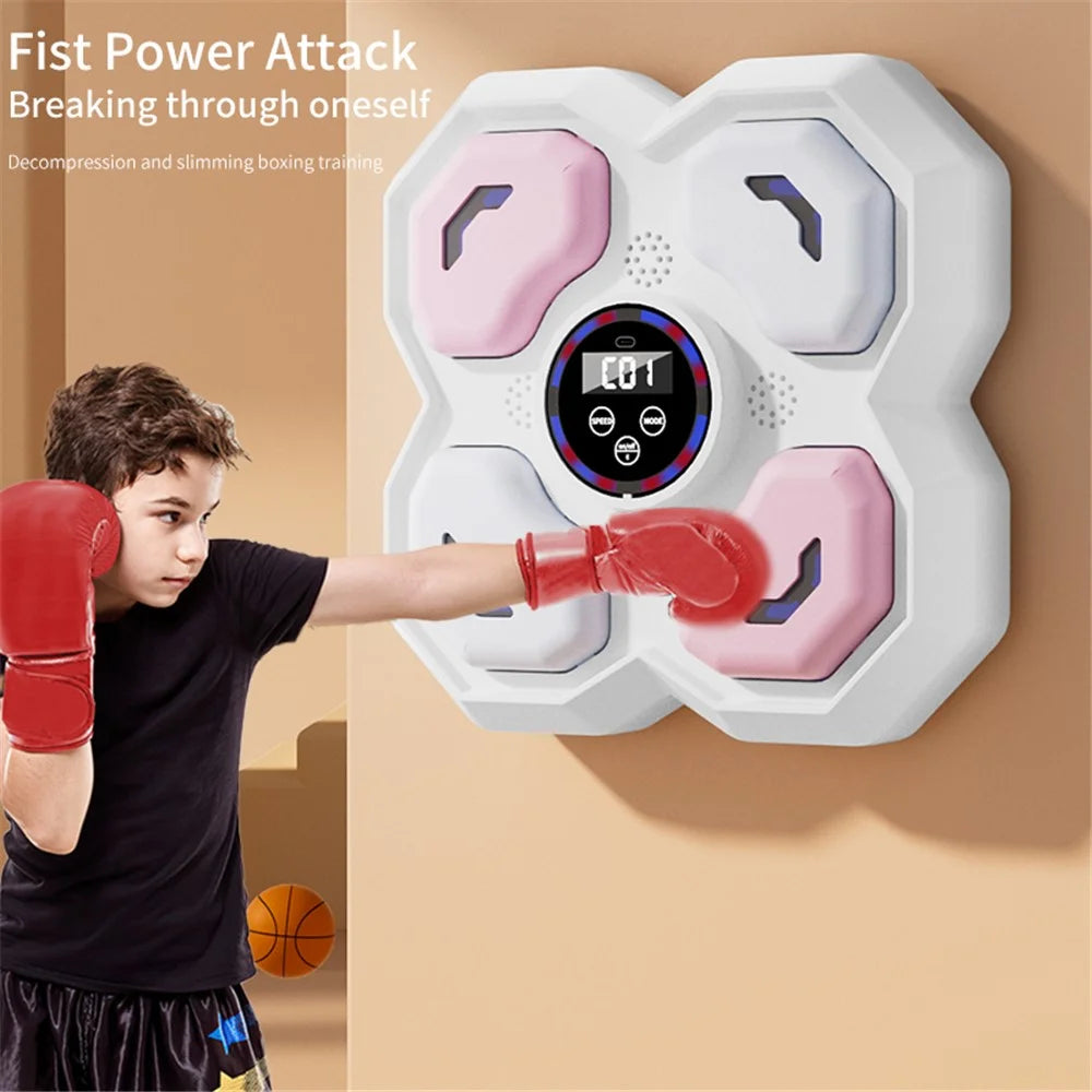 T-9612 9 Speed 5 Volume Children Smart Music Boxing Machine Reaction Training Wall Target, with Kid Gloves - White - 2