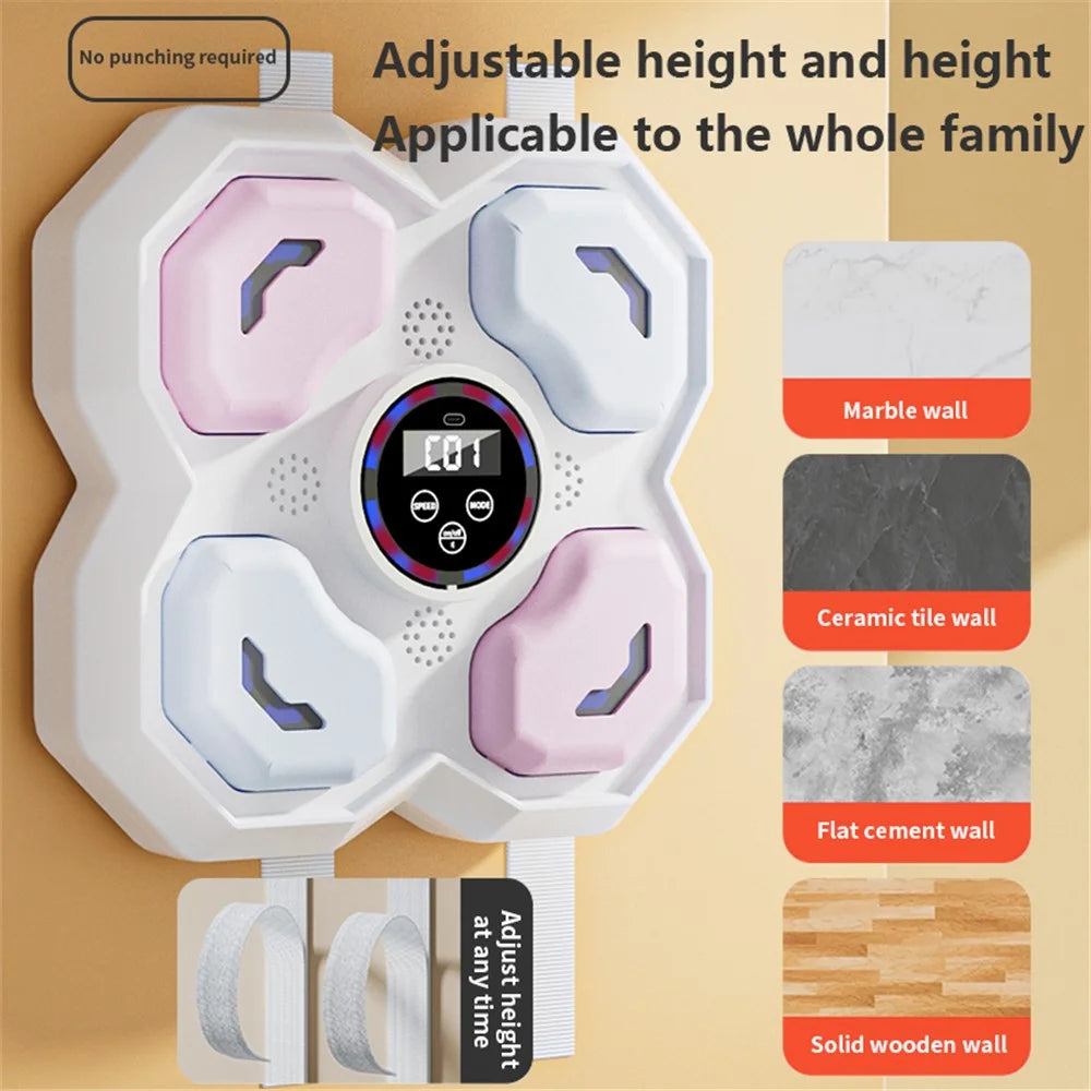 T-9612 9 Speed 5 Volume Children Smart Music Boxing Machine Reaction Training Wall Target, with Kid Gloves - White - 3