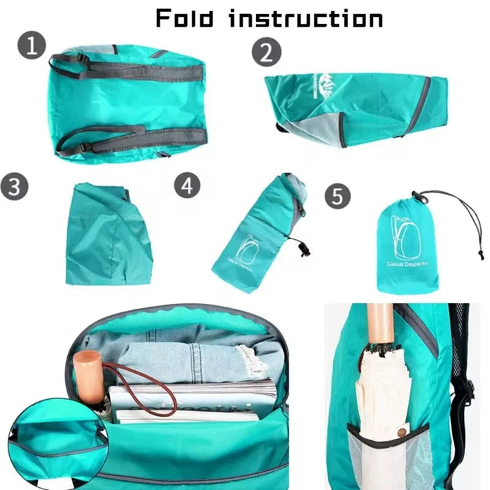 VANAHEIMR 600 Ultra-Light Foldable Outdoor Climbing Hiking Backpack Travel Daypack - Lake Blue - 5