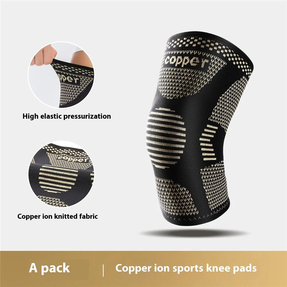 AB120 1PCS Protective Knee Pad Copper Ion Fabric Breathable Leg Sleeve for Badminton Basketball Runing Fitness Injury Care - S - 2