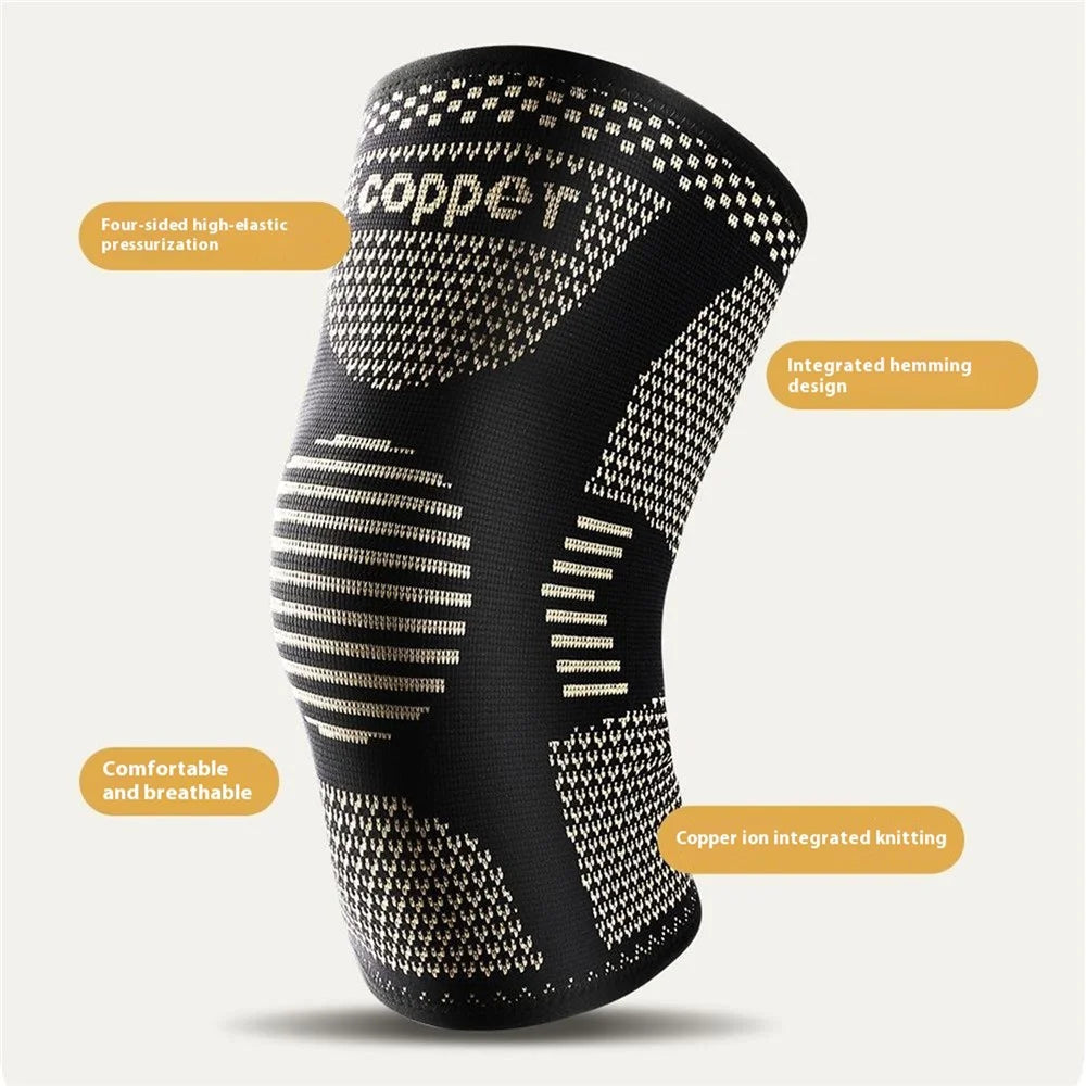 AB120 1PCS Protective Knee Pad Copper Ion Fabric Breathable Leg Sleeve for Badminton Basketball Runing Fitness Injury Care - S - 3