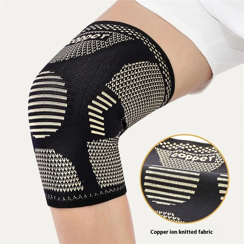 AB120 1PCS Protective Knee Pad Copper Ion Fabric Breathable Leg Sleeve for Badminton Basketball Runing Fitness Injury Care - S - 4