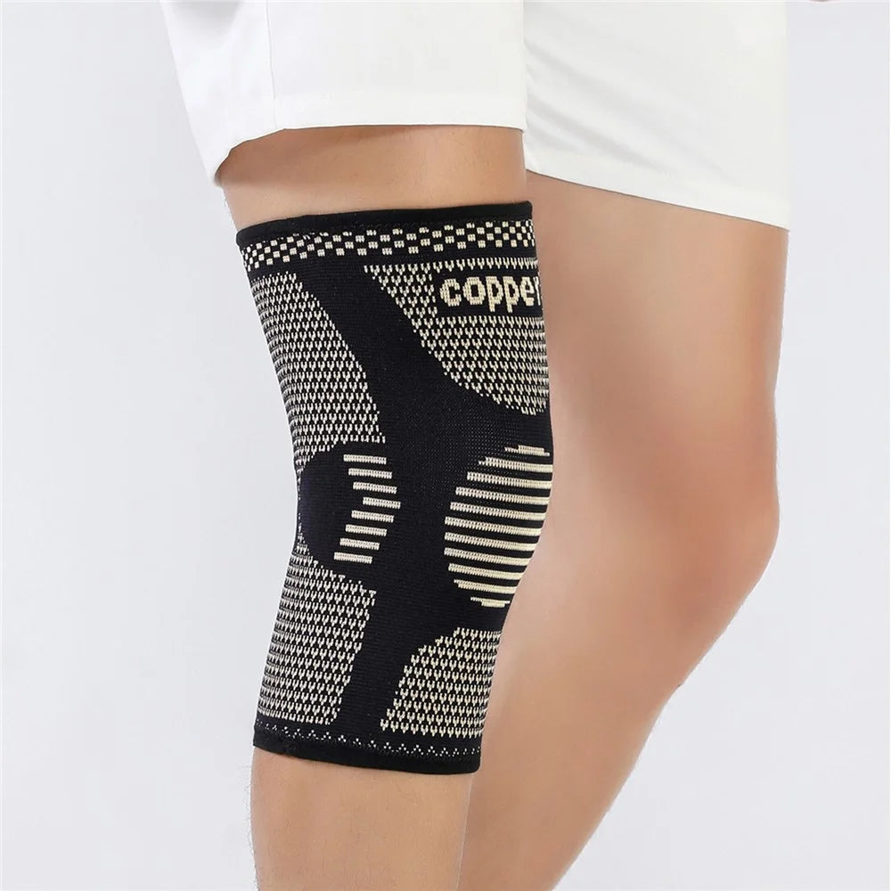 AB120 1PCS Protective Knee Pad Copper Ion Fabric Breathable Leg Sleeve for Badminton Basketball Runing Fitness Injury Care - S - 5