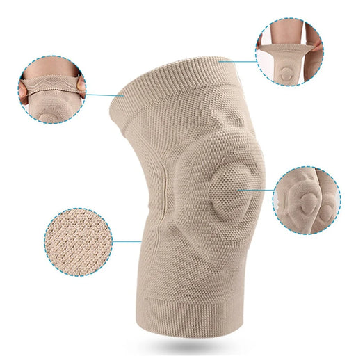 077 1Pair Sports Knee Sleeves Anti Slip Breathable Compression Support Brace for Running / Cycling / Dancing - Skin Color / M - 2