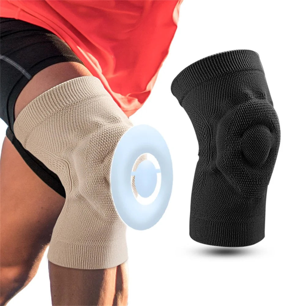 077 1Pair Sports Knee Sleeves Anti Slip Breathable Compression Support Brace for Running / Cycling / Dancing - Skin Color / M - 6