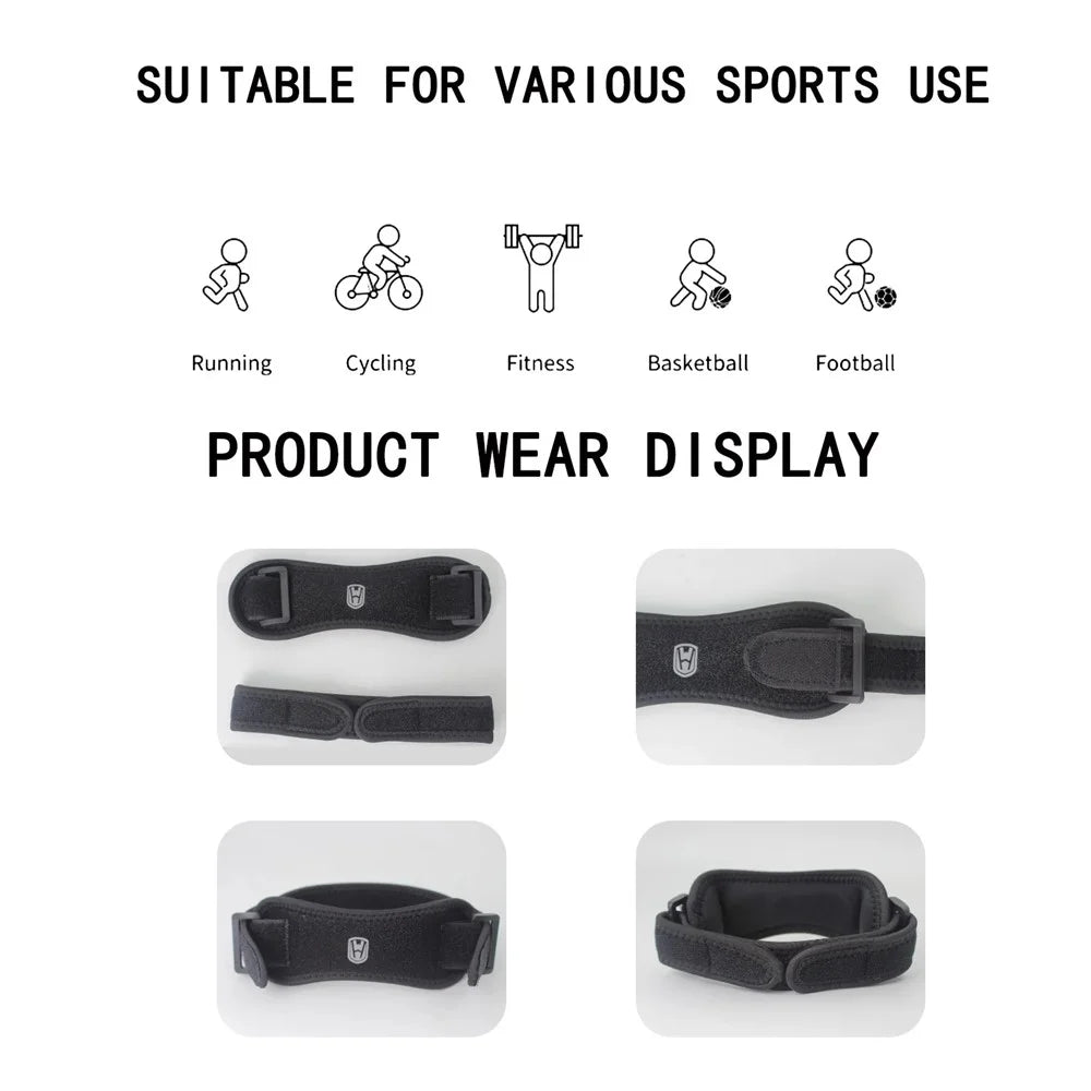 WOSWEIR KN0163 1Pc Adjustable Knee Brace Patellar Support Strap for Men Women Running Sports Injury Prevention - Blue - 3