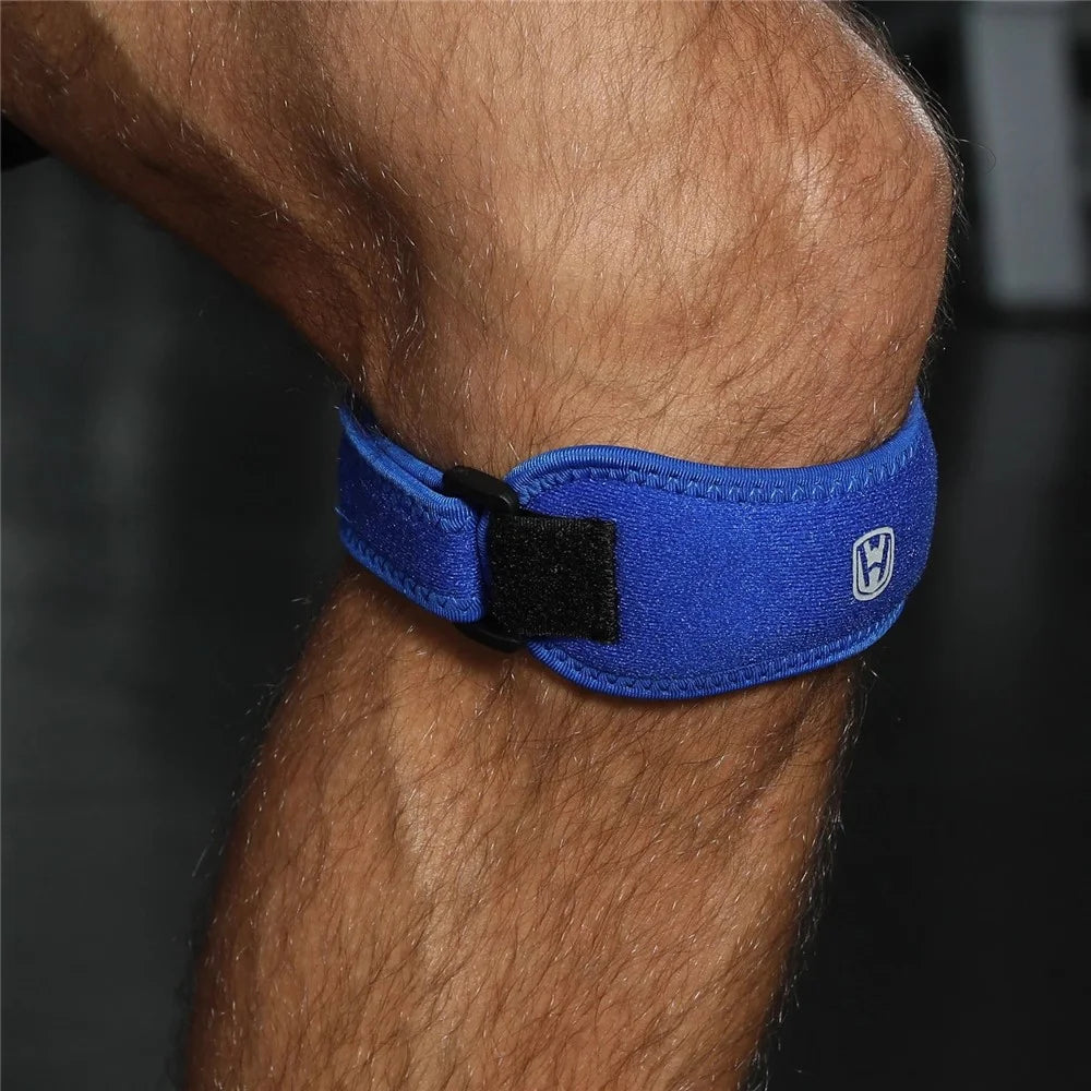 WOSWEIR KN0163 1Pc Adjustable Knee Brace Patellar Support Strap for Men Women Running Sports Injury Prevention - Blue - 4