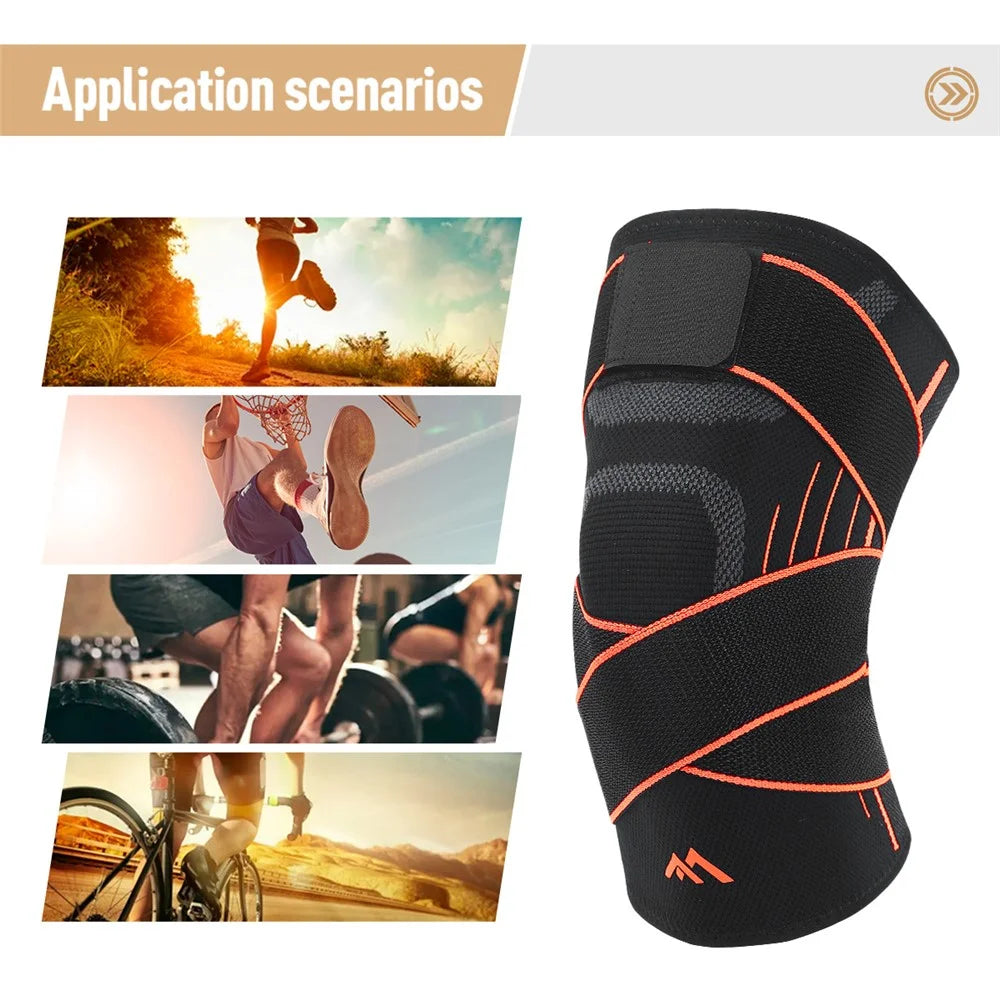 GOUNOD HJ0113 Sports Knee Brace Support Compression Bandage Knee Protector for Running Hiking Cycling - Black / M - 4