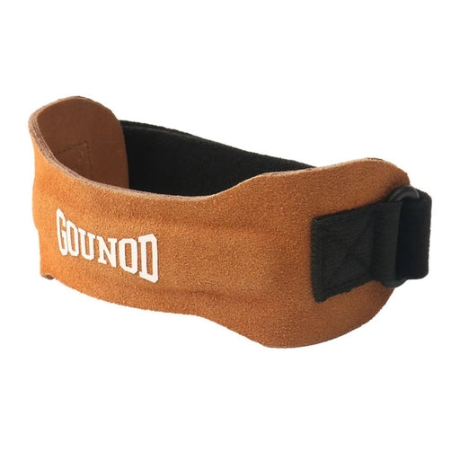 GOUNOD H15 1Pc Sports Compression Knee Strap Double Layer Cowhide Leather Patella Support for Running / Cycling - Brown - 1